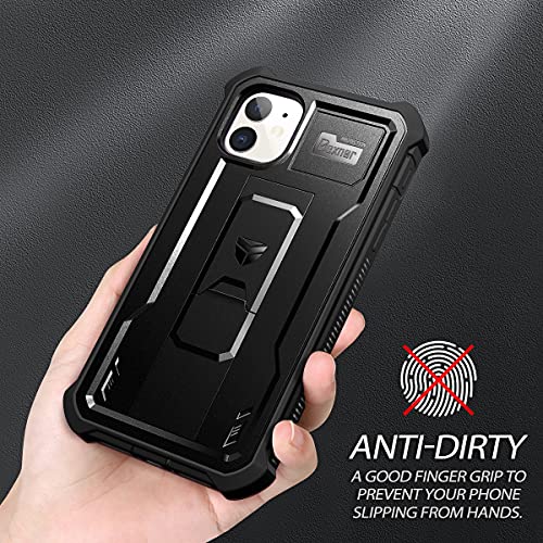 Dexnor for iPhone 11 Case, [Built in Screen Protector and Kickstand] Heavy Duty Military Grade Protection Shockproof Protective Cover for iPhone 11, 6.1 inch Dark Black