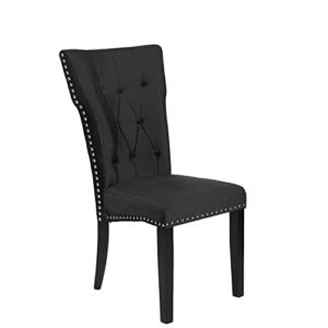 better home products la costa velvet tufted dining chair set of 2 in black