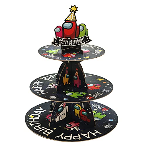 Cake Stand 3 Tier Birthday Party Decoration Supplies for Cupcake Stand Decorations Video Game Theme Party Favors Baby Shower Decor.