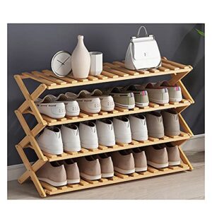 Goasis Lawn GL Bamboo 4-Tier Shoe Shelf Foldable Bamboo Shoe Rack Multifunctional Free Standing Shoe Shelf Storage Organizer