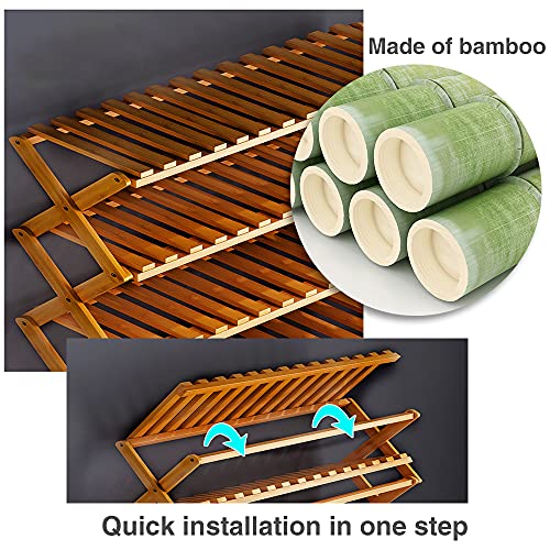 Goasis Lawn GL Bamboo 4-Tier Shoe Shelf Foldable Bamboo Shoe Rack Multifunctional Free Standing Shoe Shelf Storage Organizer