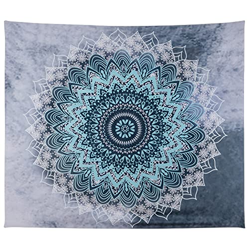 Urbanstrive Not Fade Machine Washable Mandala Tapestry Wall Hanging Trippy Hippie Bohemian Psychedelic Wall Tapestry for Bedroom Living Room, Blue White, Small (28.7x37.4 Inches)(73x95 cm)