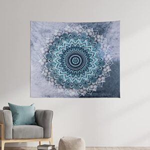 Urbanstrive Not Fade Machine Washable Mandala Tapestry Wall Hanging Trippy Hippie Bohemian Psychedelic Wall Tapestry for Bedroom Living Room, Blue White, Small (28.7x37.4 Inches)(73x95 cm)