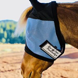 Star Point Horsemanship Miniature Horse Ear Cover Fly Mask (Medium 33In-38In, Light Blue)