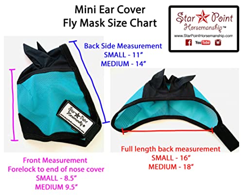 Star Point Horsemanship Miniature Horse Ear Cover Fly Mask (Medium 33In-38In, Light Blue)