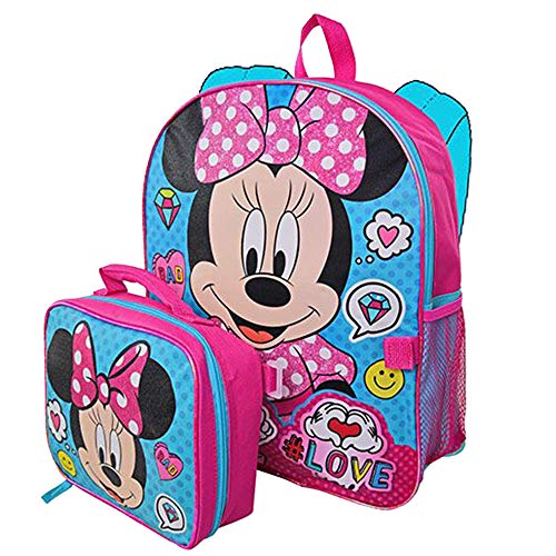 Walt Disney Studio Minnie Mouse Backpack School Supplies Bundle ~ Minnie Lunch Box And Backpack Set With Minnie Mouse Water Bottle And 300+ Stickers (Minnie School Supplies)