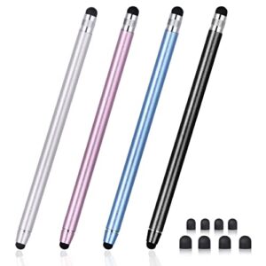 stylus pens for touch screens, abiarst stylus pens high precision capacitive stylus for ipad iphone tablets samsung galaxy all universal touch screen devices (4-pack black/blue/silver/rose pink)