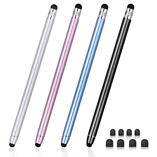 Stylus Pens for Touch Screens, Abiarst Stylus Pens High Precision Capacitive Stylus for iPad iPhone Tablets Samsung Galaxy All Universal Touch Screen Devices (4-Pack Black/Blue/Silver/Rose Pink)