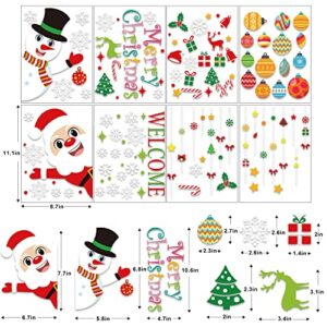 KIMOBER 150 PCS Christmas Window Clings,Santa Claus Snowman Christmas Balls Window Glass Decorations for Party Supplies