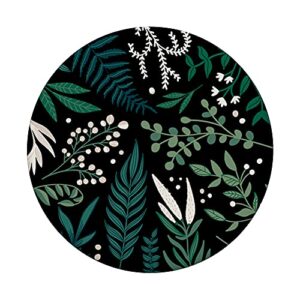 Green Botanical Fern Foliage & White Berry Floral Pattern PopSockets Swappable PopGrip