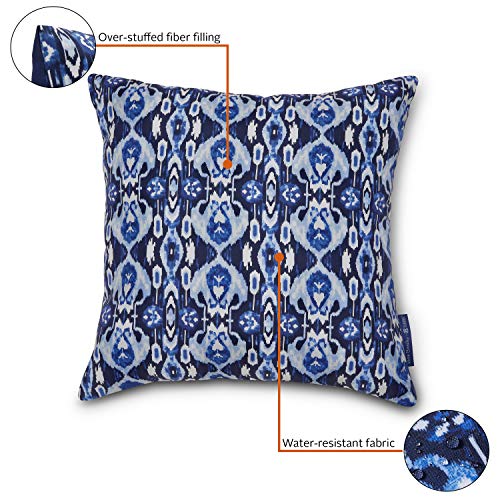 Vera Bradley by Classic Accessories Water-Resistant Outdoor Throw Pillows, 18 x 18 x 8 Inch, 2 Pack, Ikat Island