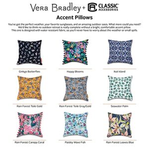 Vera Bradley by Classic Accessories Water-Resistant Outdoor Throw Pillows, 18 x 18 x 8 Inch, 2 Pack, Ikat Island