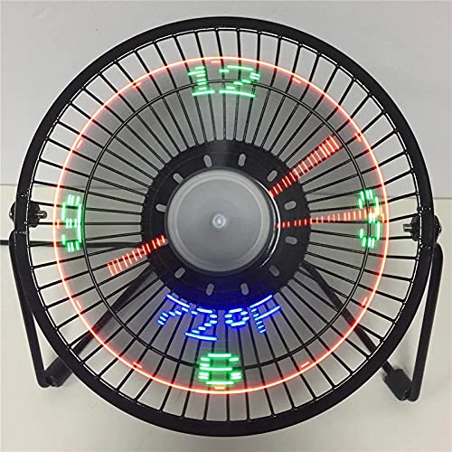 TKUS USB LED Clock Mini Fan with Real Time Temperature Display Desktop 360 Cooling Fans for Home Office Summer