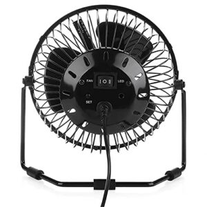 TKUS USB LED Clock Mini Fan with Real Time Temperature Display Desktop 360 Cooling Fans for Home Office Summer