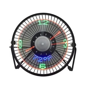 TKUS USB LED Clock Mini Fan with Real Time Temperature Display Desktop 360 Cooling Fans for Home Office Summer