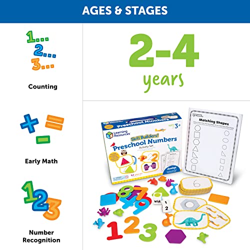 Learning Resources Skill Builders! Preschool Numbers - 52 Pieces, Ages 3+ Toddler Learning Activities, Preschool Learning Materials, Homeschool Preschool Supplies, Number Learning for Preschool