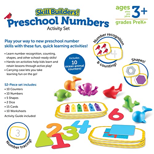 Learning Resources Skill Builders! Preschool Numbers - 52 Pieces, Ages 3+ Toddler Learning Activities, Preschool Learning Materials, Homeschool Preschool Supplies, Number Learning for Preschool