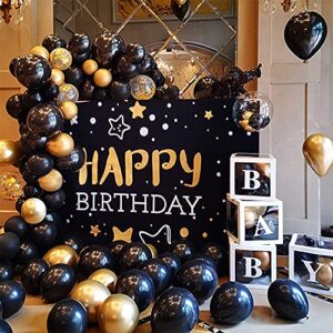 Black and Gold Balloon Garland Kit, 114Pcs Black and Gold Balloons Party Decorations 4 Size Black Gold Latex Party Balloons for Black and Gold Birthday Decorations, New Years, Wedding, Graduation