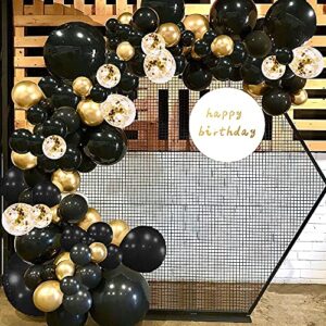 Black and Gold Balloon Garland Kit, 114Pcs Black and Gold Balloons Party Decorations 4 Size Black Gold Latex Party Balloons for Black and Gold Birthday Decorations, New Years, Wedding, Graduation