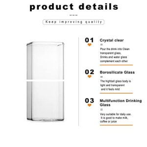 LUXU Drinking Glasses 13 oz,Thin Square Glasses Set of 4,Elegant Bar Glassware For Water,Juice,Beer, Drinks,and Cocktails and Mixed Drinks,Lead-Free Square Glass,Glass Drink Tumblers