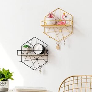 Floating Wall Shelves,Geometry Wall Mounted Storage Shelves,Iron Wall Decorative Storage Racks Holders for Living Room Bedroom Kitchen Bathroom Decoration Racks (Gold,Star)