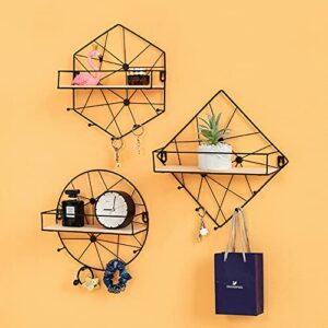 Floating Wall Shelves,Geometry Wall Mounted Storage Shelves,Iron Wall Decorative Storage Racks Holders for Living Room Bedroom Kitchen Bathroom Decoration Racks (Gold,Star)