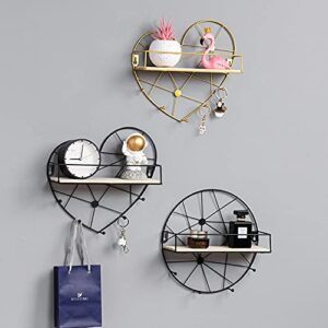 Floating Wall Shelves,Geometry Wall Mounted Storage Shelves,Iron Wall Decorative Storage Racks Holders for Living Room Bedroom Kitchen Bathroom Decoration Racks (Gold,Star)