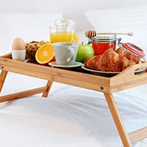 Artmeer Bed Tray Table with Folding Legs Wooden Serving Breakfast in Bed or Platter Tray,TV Table Laptop Computer Tray Snack Tray Large Size