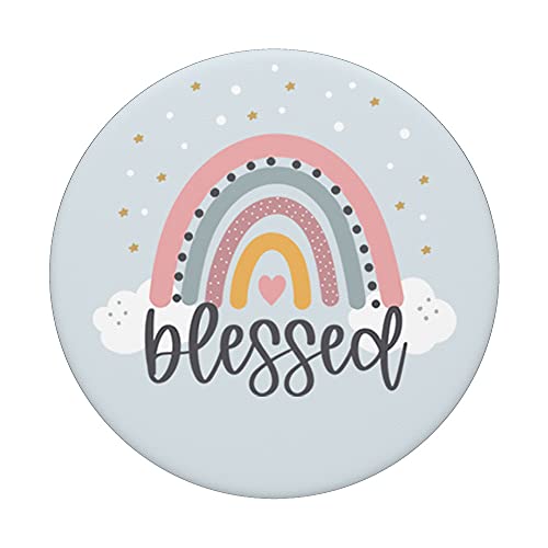 Blessed - Cute Rainbow Positive Quotes Inspirational Saying PopSockets Swappable PopGrip