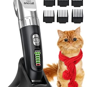 oneisall Cat Hair Trimmer,Quiet Cat Clippers for Matted Hair,Cordless Cat Grooming Kit with Comb,3 Speed Cat Shavers for Matted Long Hair