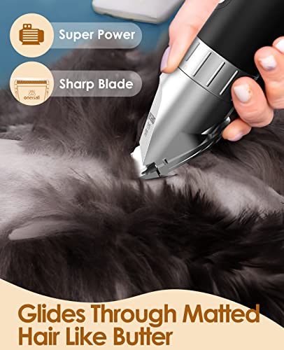 oneisall Cat Hair Trimmer,Quiet Cat Clippers for Matted Hair,Cordless Cat Grooming Kit with Comb,3 Speed Cat Shavers for Matted Long Hair