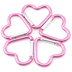lind kitchen heart snap hook 10pcs heart-shaped aluminum clip key holder for camping fishing hiking traveling and sports keychain clip (rose hermosa)