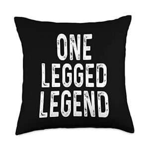 funny leg amputee gifts one legend leg amputee prosthetic funny humor throw pillow, 18x18, multicolor