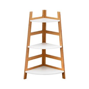 forevich bamboo corner shelf 3 tier ladder storage bathroom shelf for home office rack for display corner