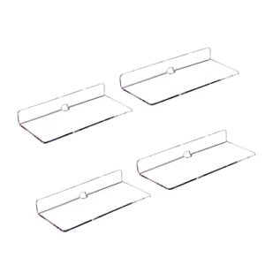 ieek 4 pcs clear small acrylic floating wall shelves,9 inch adhesive display shelf for nintendo switch/smart speaker/security cameras/action figures,no damage expand wall space