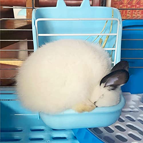 Hamiledyi Rabbit Hay Feeders Rack 2 in 1 Feeder Bowls Double Bunny Feed Holder Grass Food for Small Animal Supplies Chinchillas Guinea Pig Hamsters (Pink and Blue) 2 Pcs