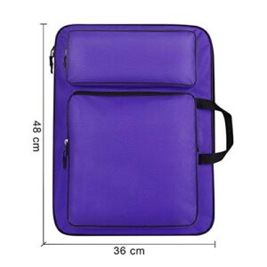 A3 Art Portfolio Carry Case Adjustable Water-Resistant Art Carrying Shoulder Bag Portable Student Drawing Board Bag Multi-Functional Zipper Sketching Bags Waterproof Artist Portfolio Backpack Tote Bag