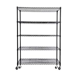 BACKYARD EXPRESSIONS PATIO · HOME · GARDEN 5-Shelf Adjustable, Heavy Duty Storage Shelving Unit, Extra Large Steel Organizer Wire Rack, Matte Black (48" L x 18" W x 75" H)