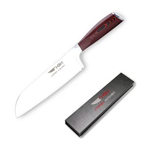 kbk chef santoku knife forged kitchen knife sus304 stainless steel blade and hard alloy edge 63 hrc super sharp with g10 handle comfort hold