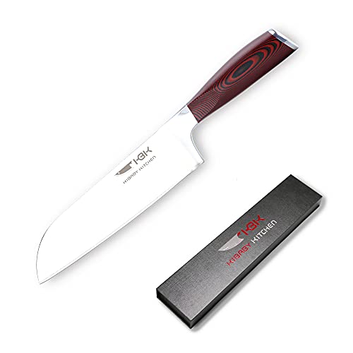 KBK Chef Santoku Knife Forged Kitchen Knife SUS304 Stainless Steel Blade and Hard Alloy Edge 63 HRC Super Sharp with G10 Handle Comfort Hold