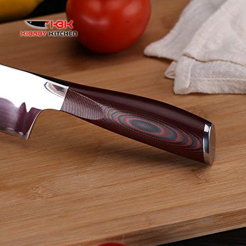 KBK Chef Santoku Knife Forged Kitchen Knife SUS304 Stainless Steel Blade and Hard Alloy Edge 63 HRC Super Sharp with G10 Handle Comfort Hold