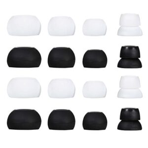 16 pieces silicon replacement eartips earbuds eargels for powerbeats 1, powerbeats 2, powerbeats 3 wireless stereo earphones, 4 pairs black & 4 pairs white (black & white)