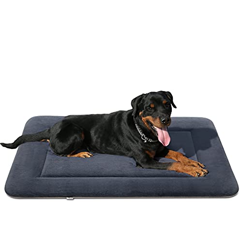 Magic Dog Soft Large Dog Bed Crate Pad Mat 42 Inches Machine Washable Pet Bed with Non-Slip Bottom, Dark Gray L