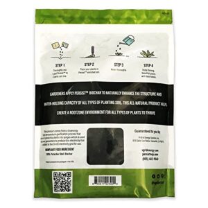 Persist Horticultural Charcoal, Biochar Soil Amendment for Indoor Plants, Improves Potting Soil for Indoor Plants & Terrariums, 100% Natural Active Carbon Organic House Plant Soil Enchancer 3qt Bag