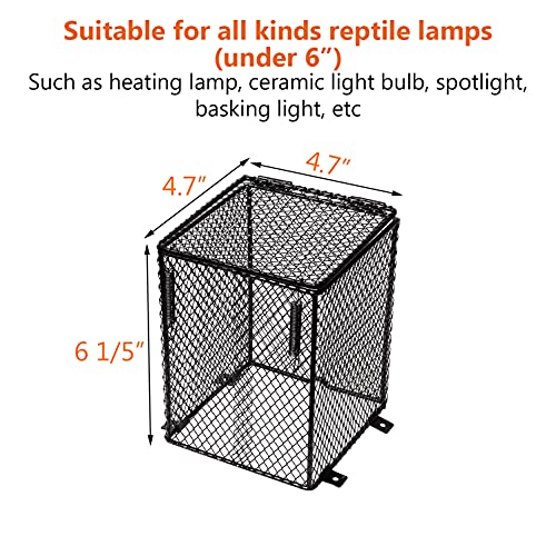 Wadoy Reptile Heater Guard, Heat Lamp Light Cage for Reptile, Heating Anti-Scald Burn Protective Lampshade Mesh Cover, Day Night Ceramic Light Bulb Heater Guard, Cubiod