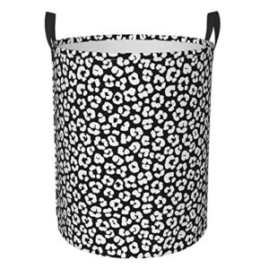 fehuew black leopard print collapsible laundry basket with handle waterproof fabric hamper laundry storage baskets organizer large bins for dirty clothes,toys,bathroom