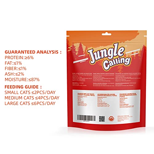 Jungle Calling Lickable Wet Cat Treats, Grain-Free, Squeezable Creamy Cat Treats for Adult & Senior Cats, 0.5 Ounces in Each 18 Tubes, 3 Flavor Variety