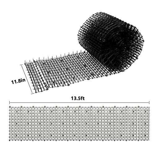 Hmyomina Cat Scat Mat with Spikes Prickle Strips Pest Repellent Spike Deterrent Mat with 12 Garden Staples (13FT)…