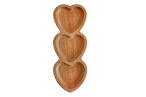 morp, heart shaped wood tray, divided serving trays & platters, wooden diet dish platter, cracker appetizer plate, perfect valentine day gift, food and cookie board, fruit snack tray, natural