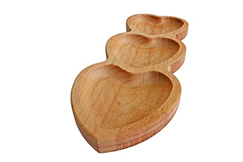 MORP, Heart Shaped Wood Tray, Divided Serving Trays & Platters, Wooden Diet Dish Platter, Cracker Appetizer Plate, Perfect Valentine Day Gift, food and cookie board, Fruit Snack Tray, Natural